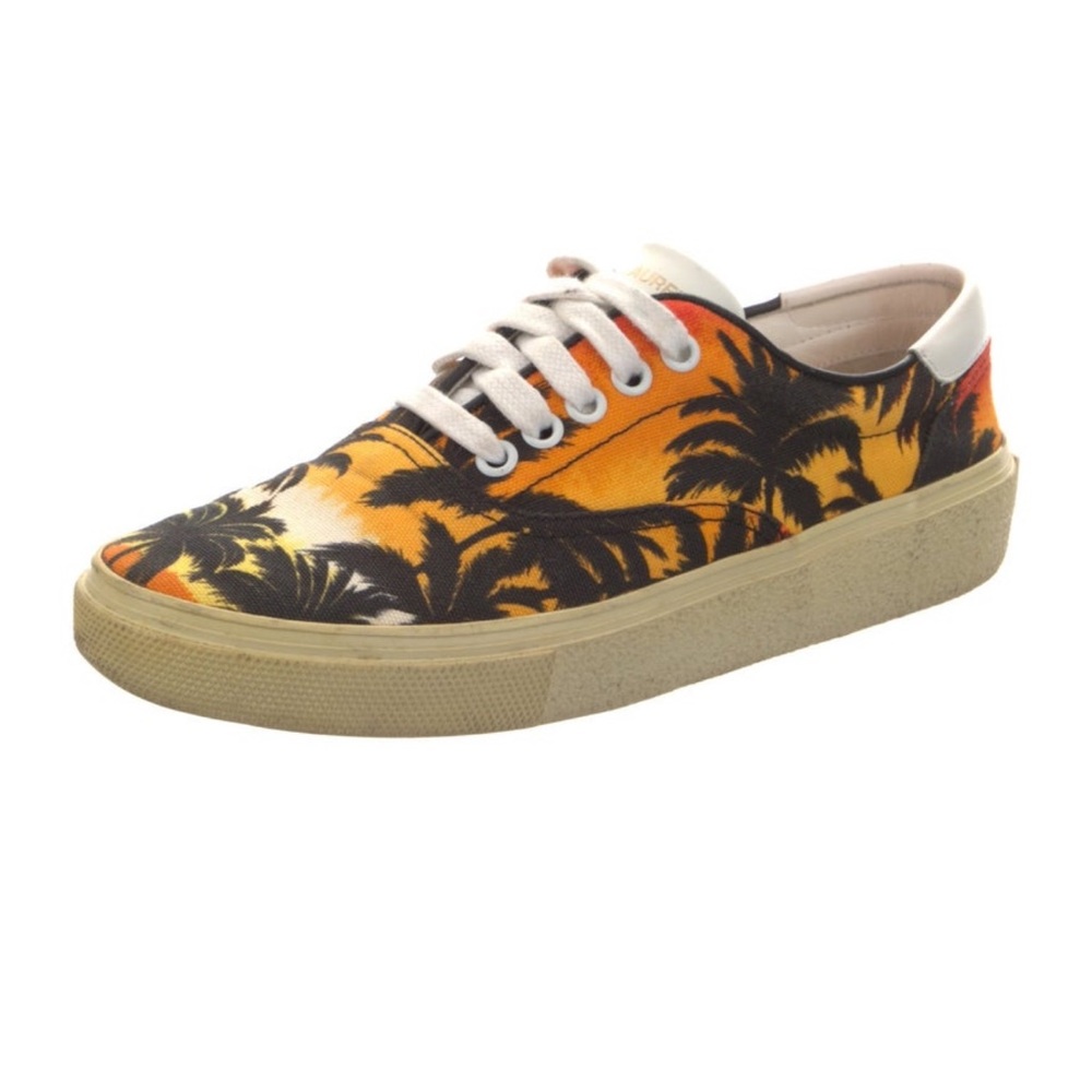 Saint Laurent Orange and Black Palm Tree Sneakers